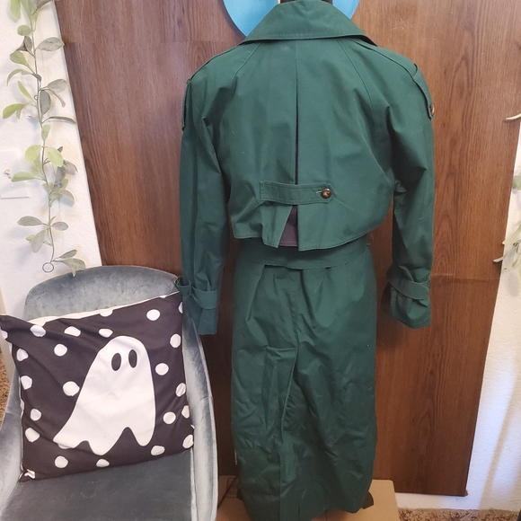 Club 5.4 Vintage Green Petite Trench Coat - Picture 4 of 16